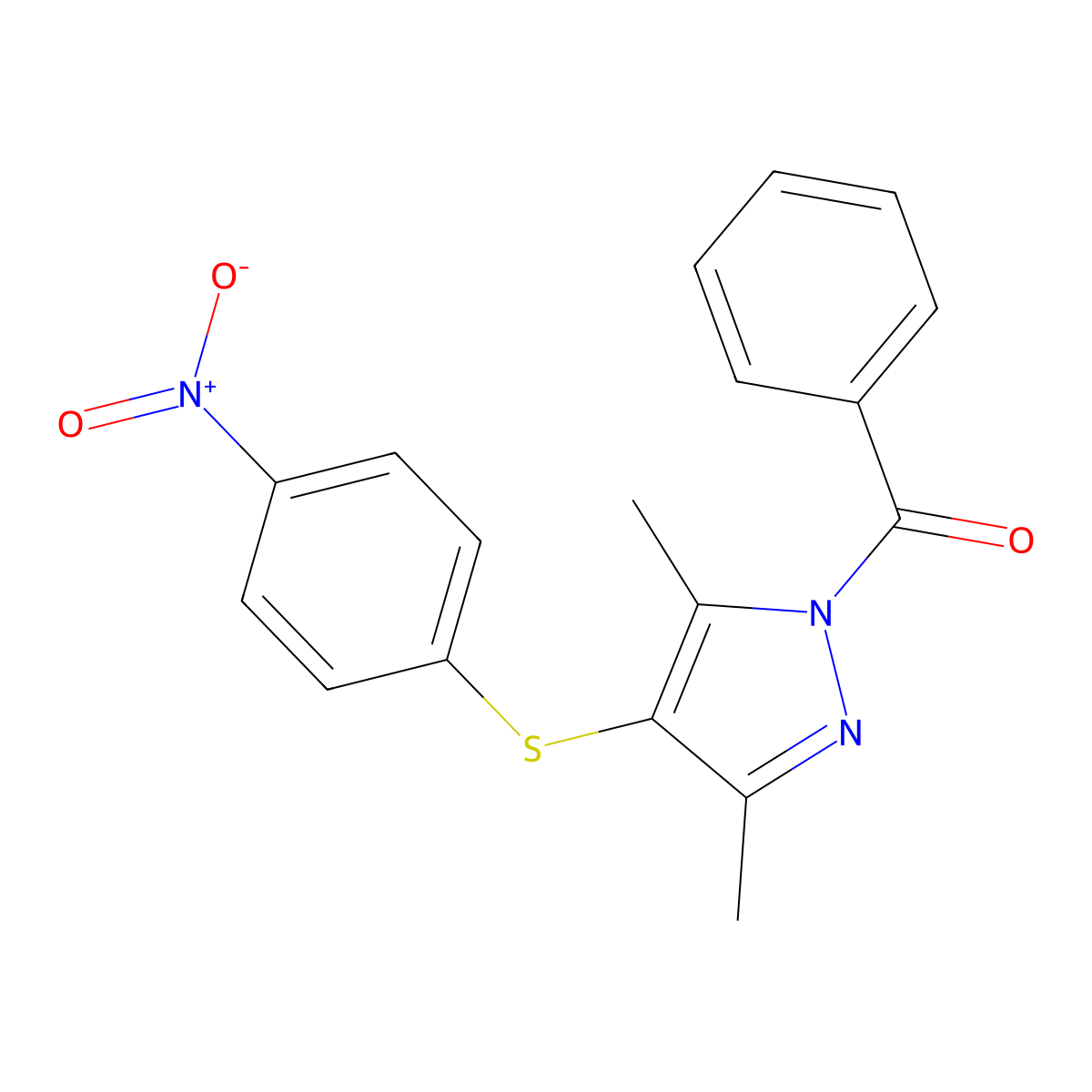 [3,5-Dimethyl-4-(4-nitrophenyl)sulfanylpyrazol-1-yl]-phenylmethanone molecular structure, CAS 300379-04-8