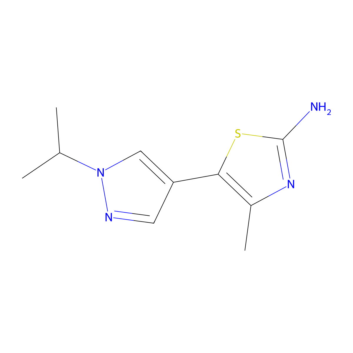 2-Thiazolamine, 4-methyl-5-[1-(1-methylethyl)-1H-pyrazol-4-yl]- molecular structure, CAS 3003797-41-6