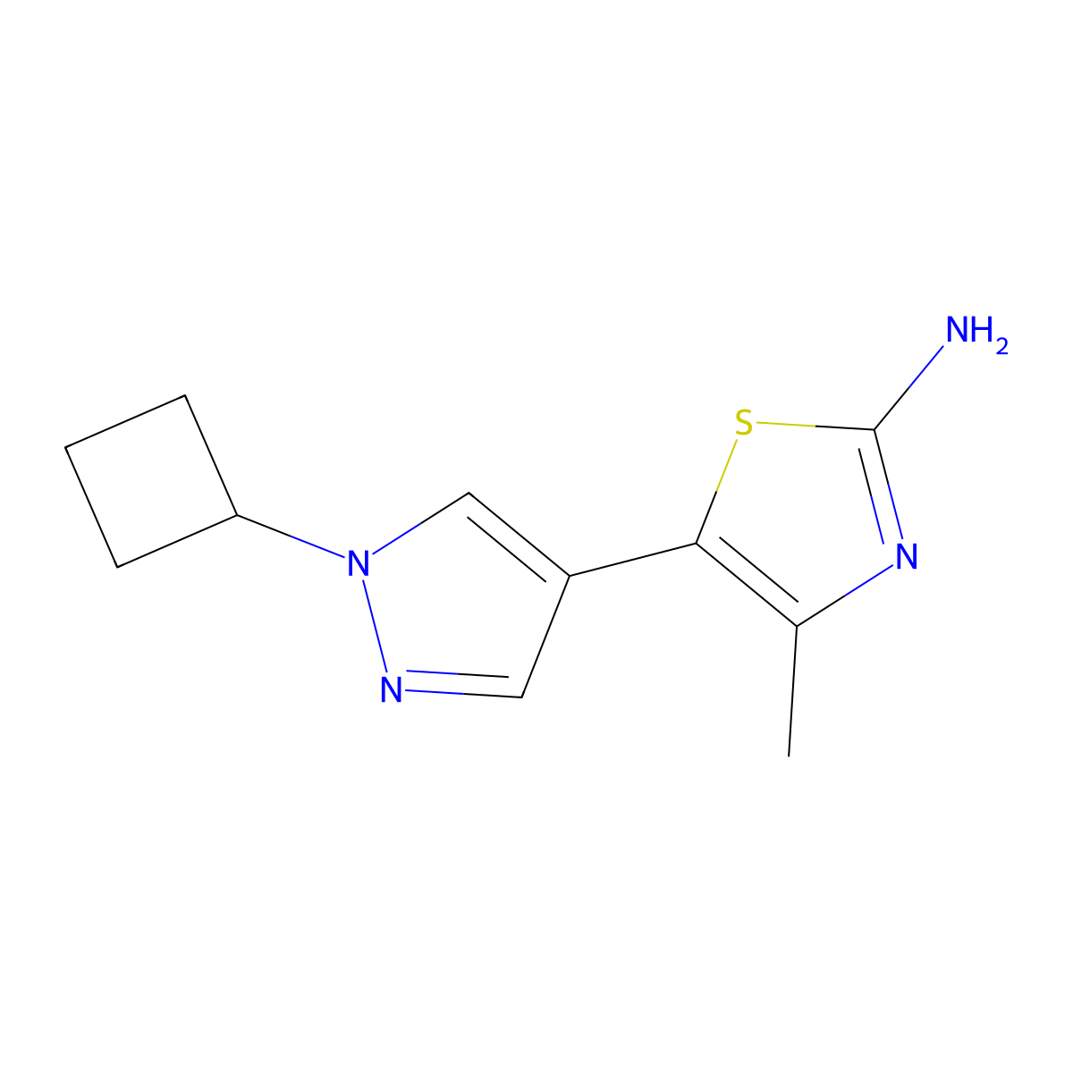 2-Thiazolamine, 5-(1-cyclobutyl-1H-pyrazol-4-yl)-4-methyl- molecular structure, CAS 3003797-47-2