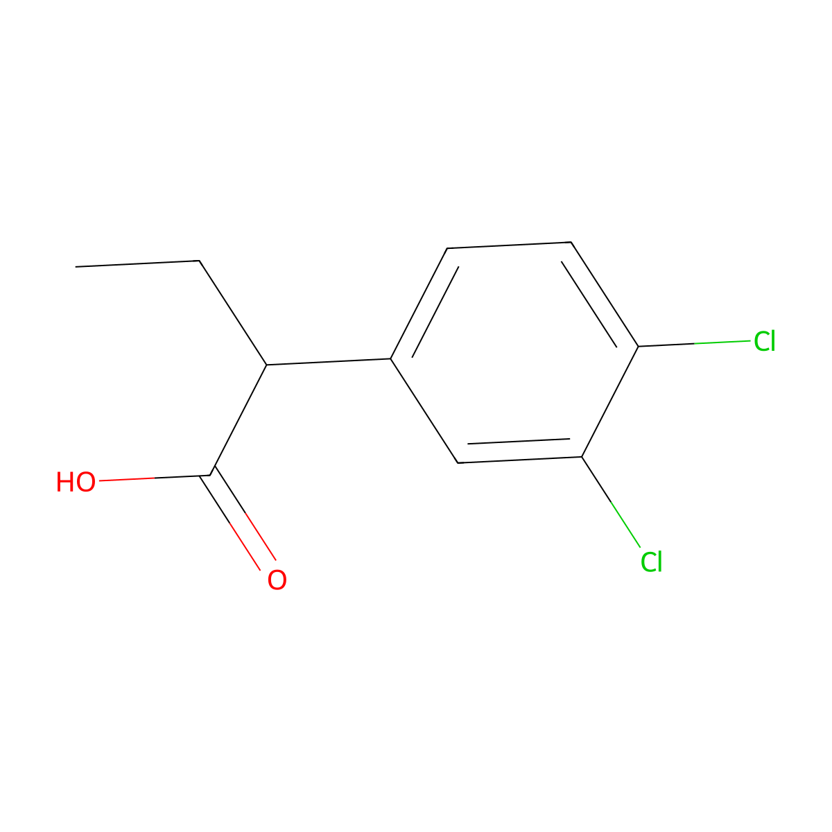 2-(3,4-Dichlorophenyl)butanoic acid molecular structure, CAS 30038-18-7
