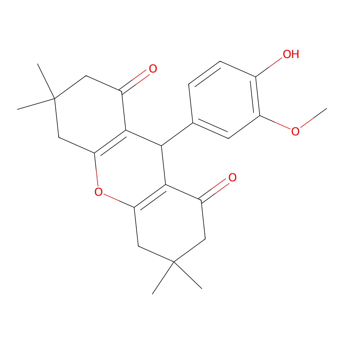 9-(4-Hydroxy-3-methoxyphenyl)-3,3,6,6-tetramethyl-3,4,5,6,7,9-hexahydro-1H-xanthene-1,8(2H)-dione molecular structure, CAS 30038-65-4