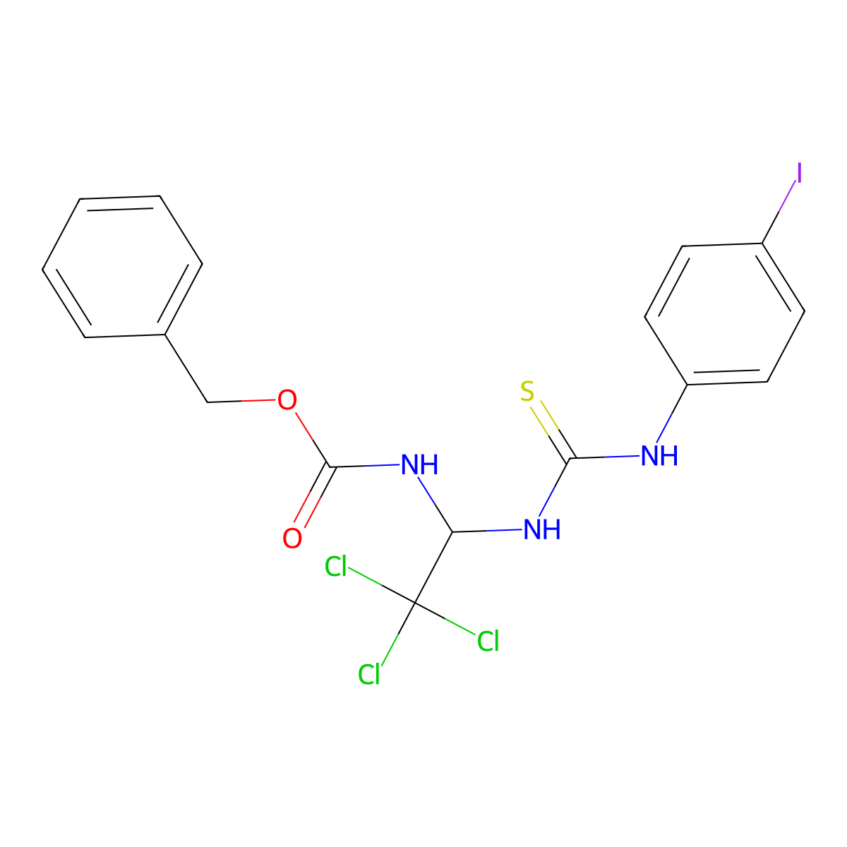 Benzyl 2,2,2-trichloro-1-{[(4-iodoanilino)carbothioyl]amino}ethylcarbamate molecular structure, CAS 300381-56-0