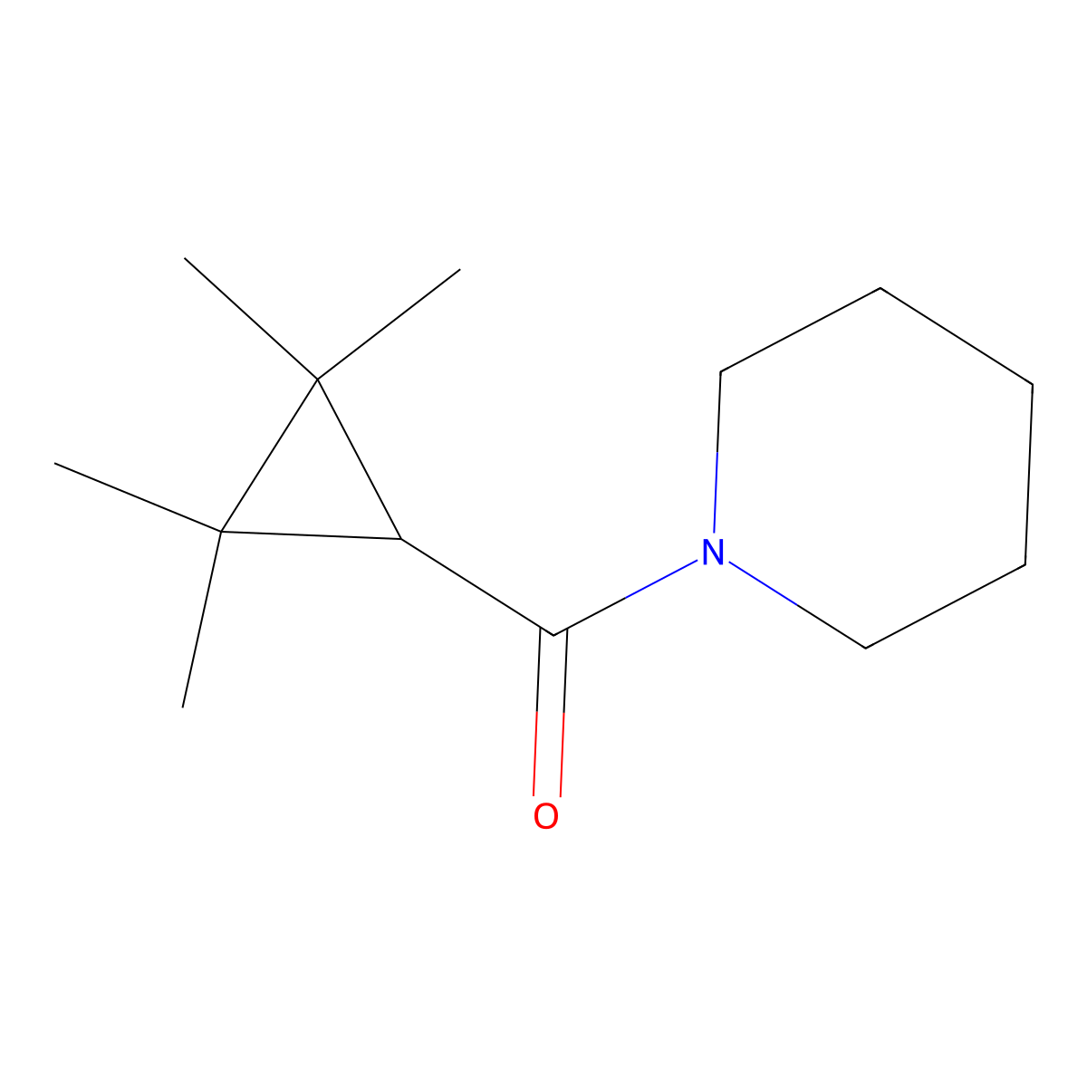 1-[(2,2,3,3-Tetramethylcyclopropyl)carbonyl]piperidine molecular structure, CAS 300382-66-5