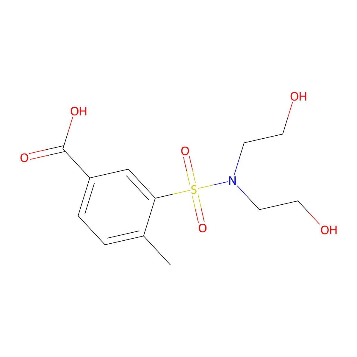 3-[Bis(2-hydroxyethyl)sulfamoyl]-4-methylbenzoic acid molecular structure, CAS 300383-06-6
