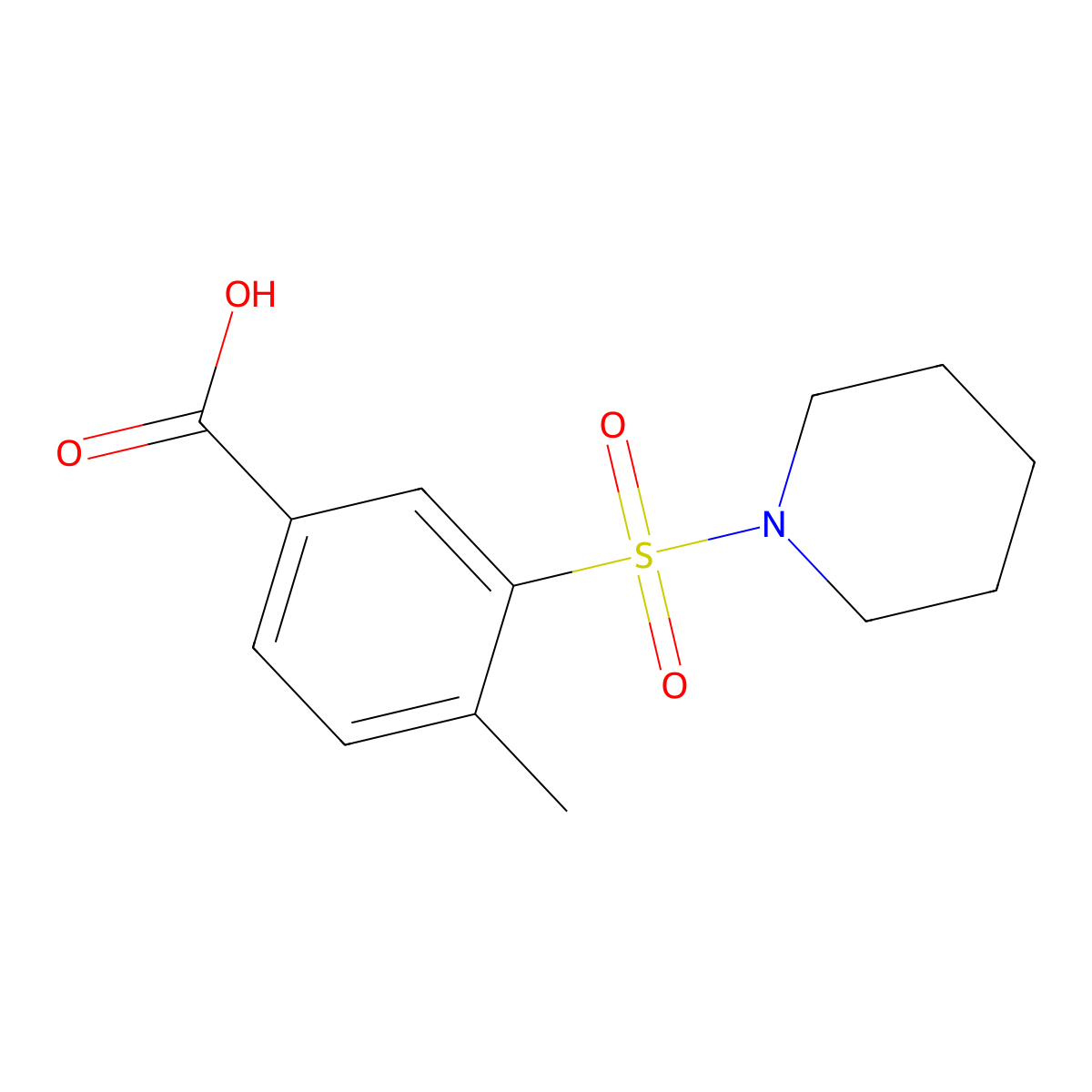 4-Methyl-3-(piperidine-1-sulfonyl)benzoic acid molecular structure, CAS 300383-07-7