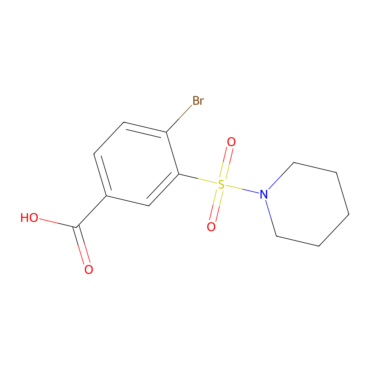 4-Bromo-3-(piperidine-1-sulfonyl)-benzoic acid molecular structure, CAS 300383-12-4