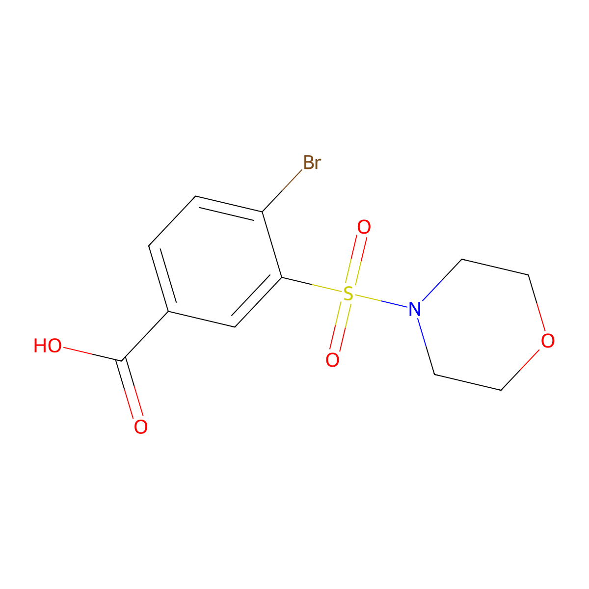 4-Bromo-3-(morpholine-4-sulfonyl)benzoic acid molecular structure, CAS 300383-13-5