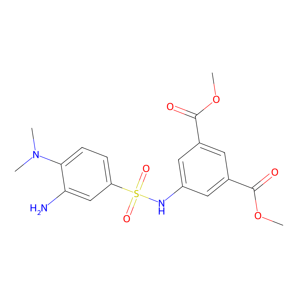 Dimethyl 5-(3-amino-4-(dimethylamino)phenylsulfonamido)isophthalate molecular structure, CAS 300383-42-0