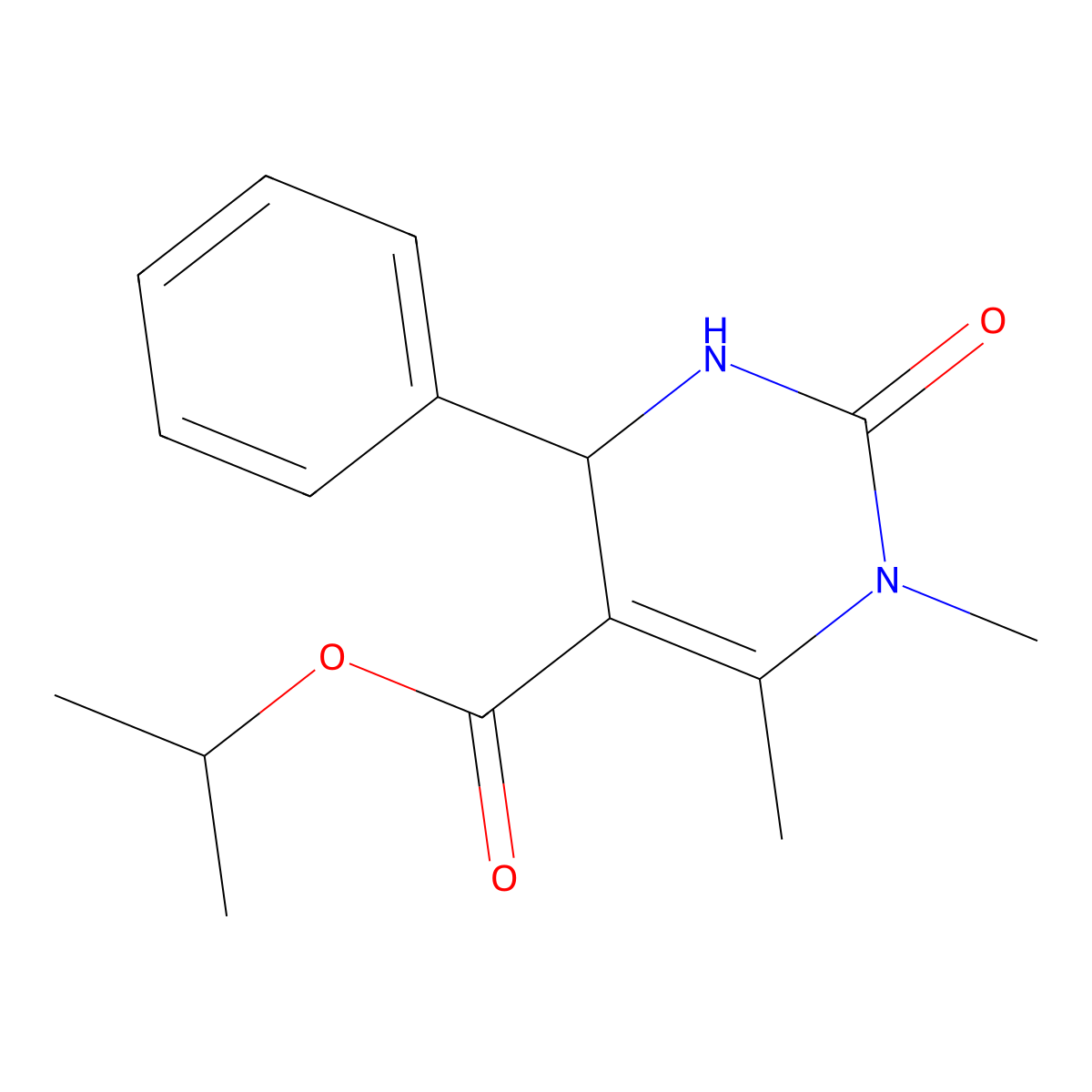 Propan-2-yl 1,6-dimethyl-2-oxo-4-phenyl-1,2,3,4-tetrahydropyrimidine-5-carboxylate molecular structure, CAS 300383-46-4