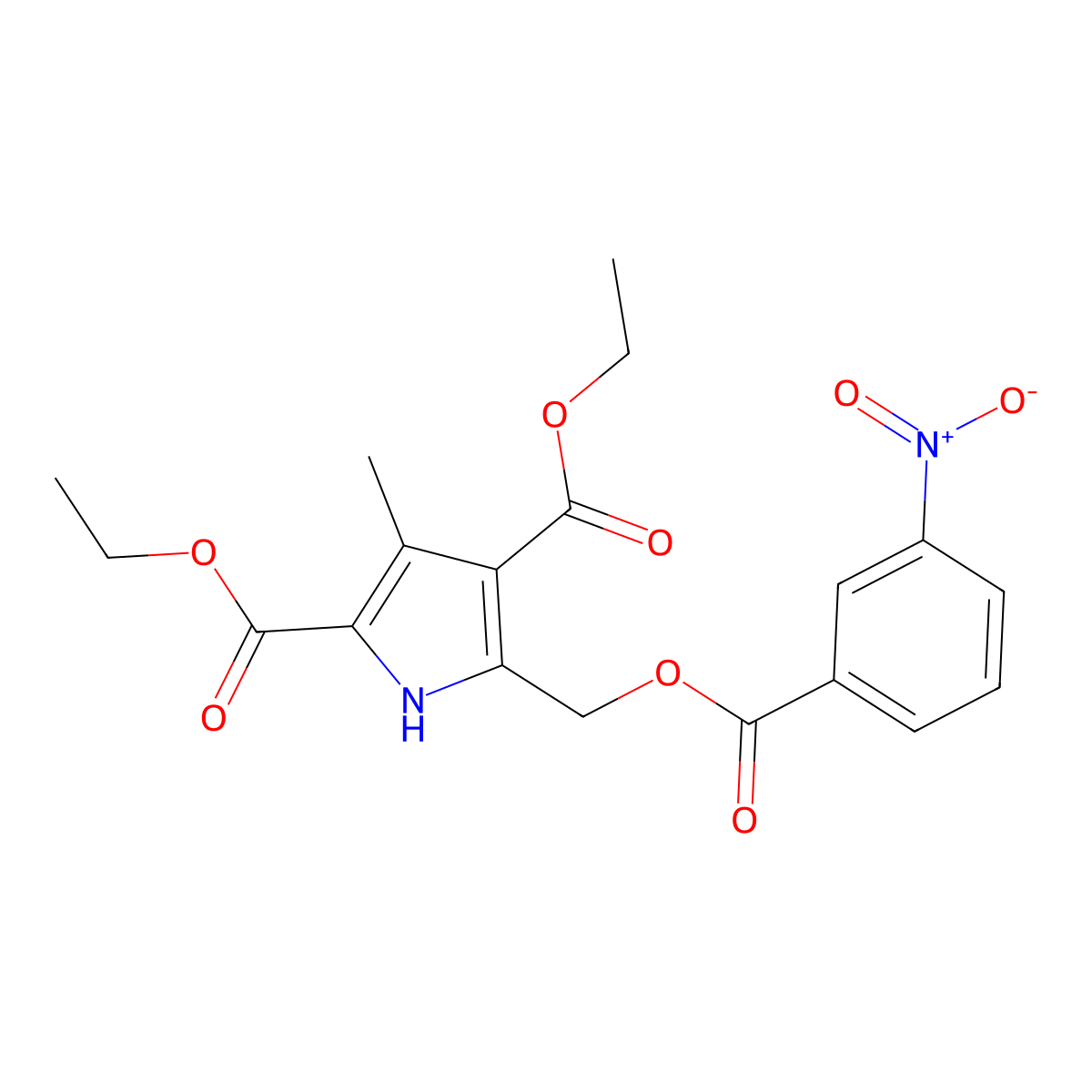 2,4-Diethyl 3-methyl-5-[[(3-nitrobenzoyl)oxy]methyl]-1H-pyrrole-2,4-dicarboxylate molecular structure, CAS 300383-88-4