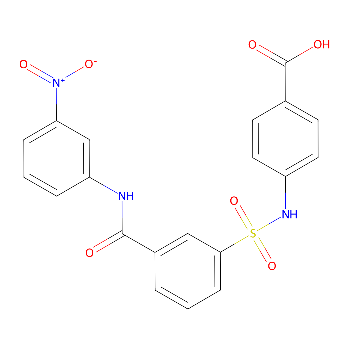 4-[[3-[(3-Nitrophenyl)carbamoyl]phenyl]sulfonylamino]benzoic acid molecular structure, CAS 300384-59-2
