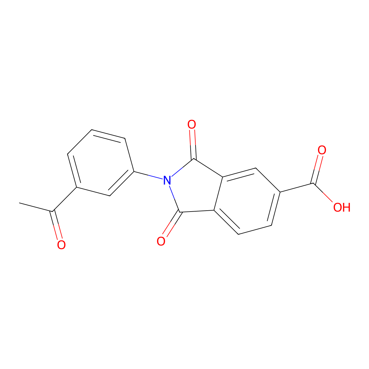 2-(3-acetylphenyl)-1,3-dioxo-2,3-dihydro-1H-isoindole-5-carboxylic acid molecular structure, CAS 300385-04-0