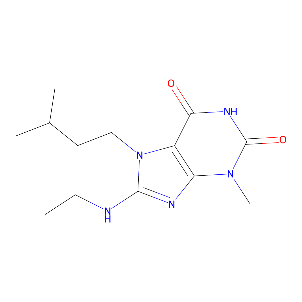 8-(Ethylamino)-3-methyl-7-(3-methylbutyl)purine-2,6-dione molecular structure, CAS 300388-03-8