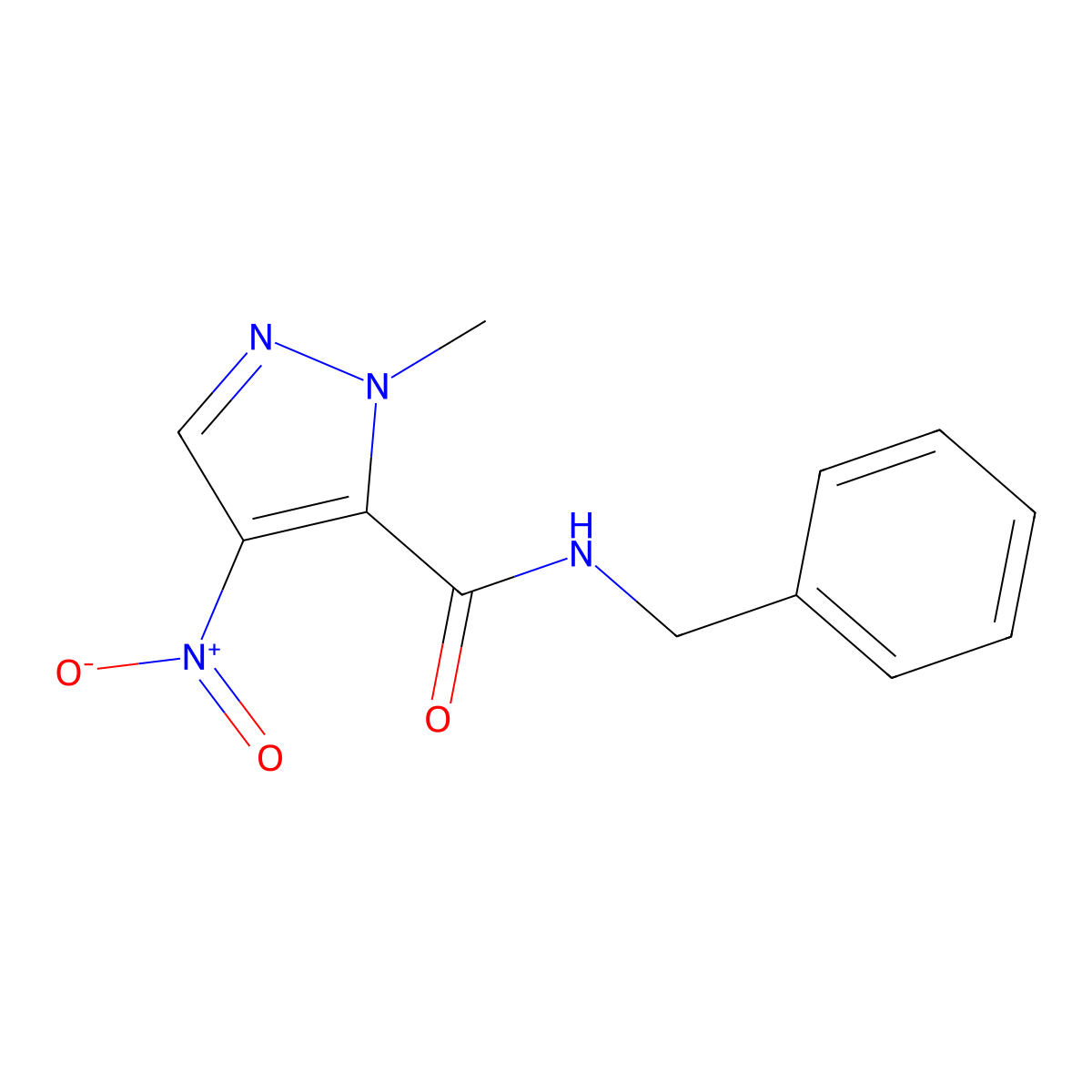 N-benzyl-1-methyl-4-nitro-1H-pyrazole-5-carboxamide molecular structure, CAS 300388-15-2