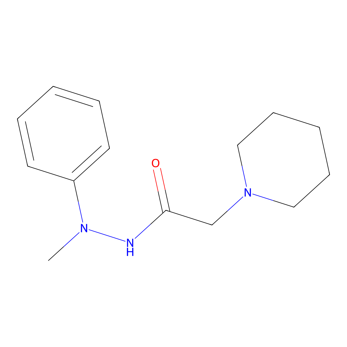 N'-methyl-N'-phenyl-2-(1-piperidinyl)acetohydrazide molecular structure, CAS 300388-38-9