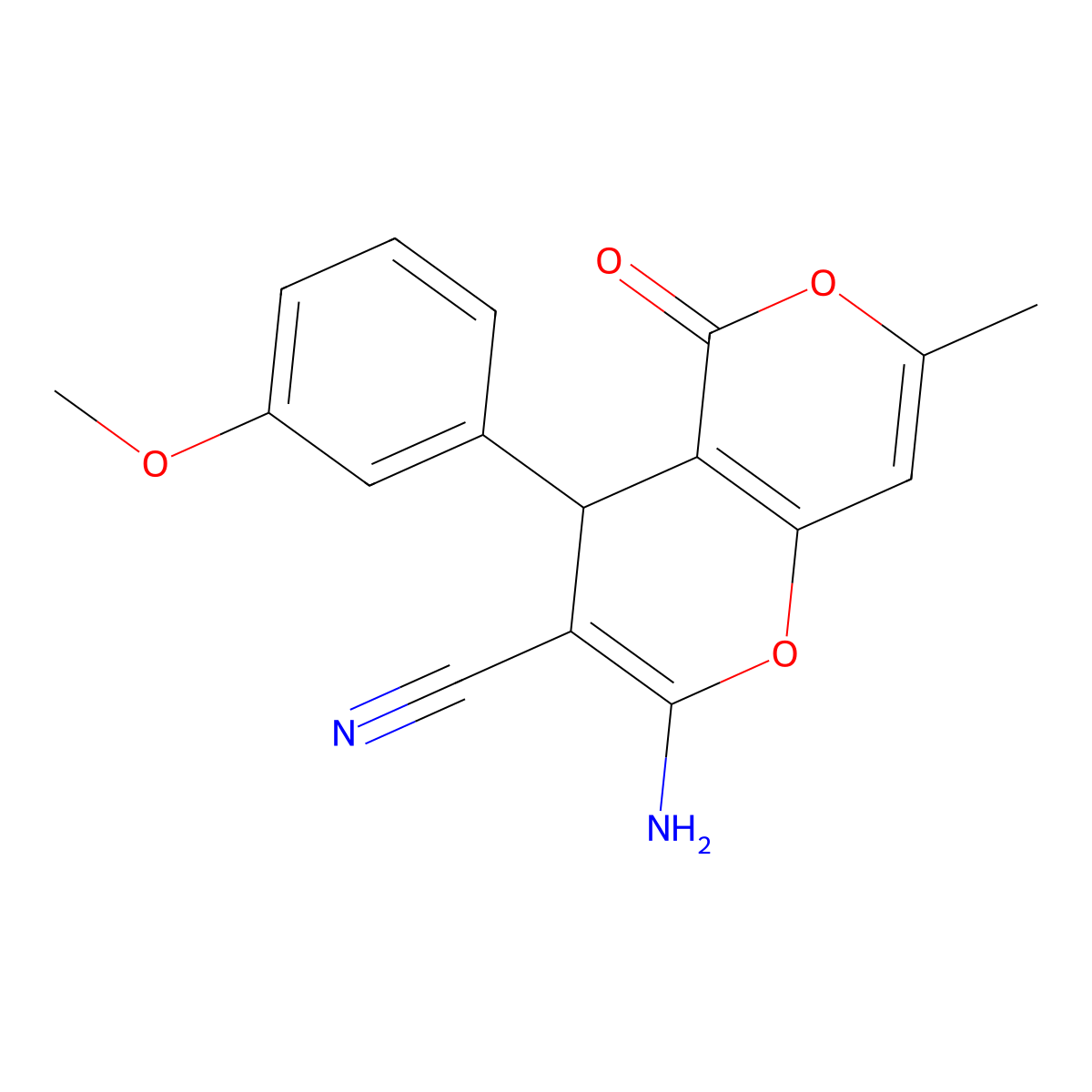 2-amino-4-(3-methoxyphenyl)-7-methyl-5-oxo-4H,5H-pyrano[3,2-c]pyran-3-carbonitrile molecular structure, CAS 300388-42-5