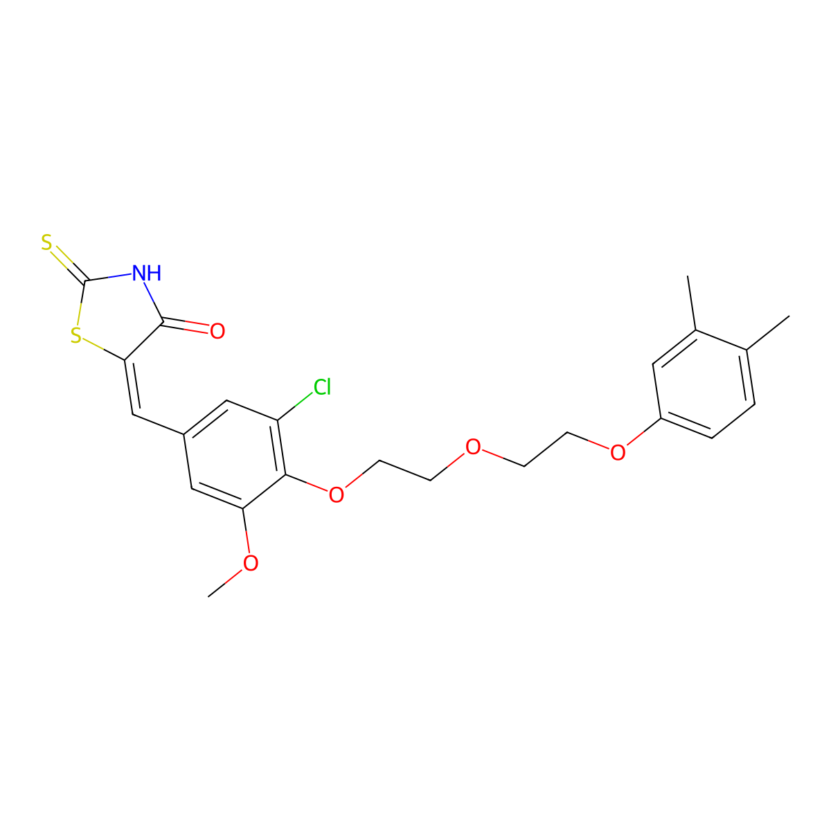 5-[[3-Chloro-4-[2-[2-(3,4-dimethylphenoxy)ethoxy]ethoxy]-5-methoxyphenyl]methylene]-2-thioxo-4-thiazolidinone molecular structure, CAS 300388-88-9
