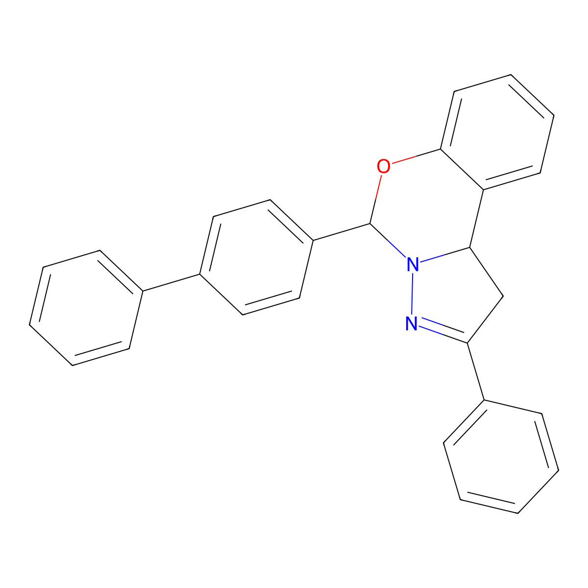 2-phenyl-5-(4-phenylphenyl)-5,10b-dihydro-1H-pyrazolo[1,5-c][1,3]benzoxazine molecular structure, CAS 300389-38-2
