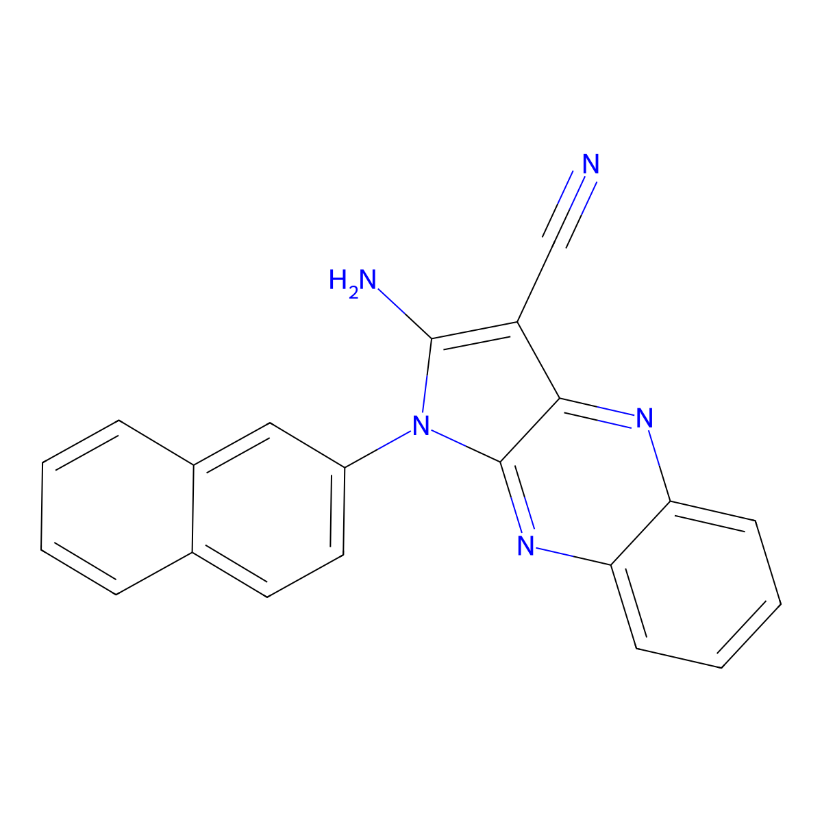 2-Amino-1-naphthalen-2-ylpyrrolo[3,2-b]quinoxaline-3-carbonitrile molecular structure, CAS 300389-56-4