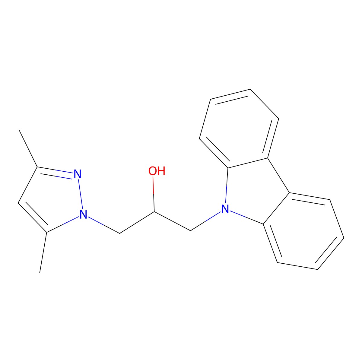 1-Carbazol-9-yl-3-(3,5-dimethylpyrazol-1-yl)-propan-2-ol molecular structure, CAS 300389-96-2