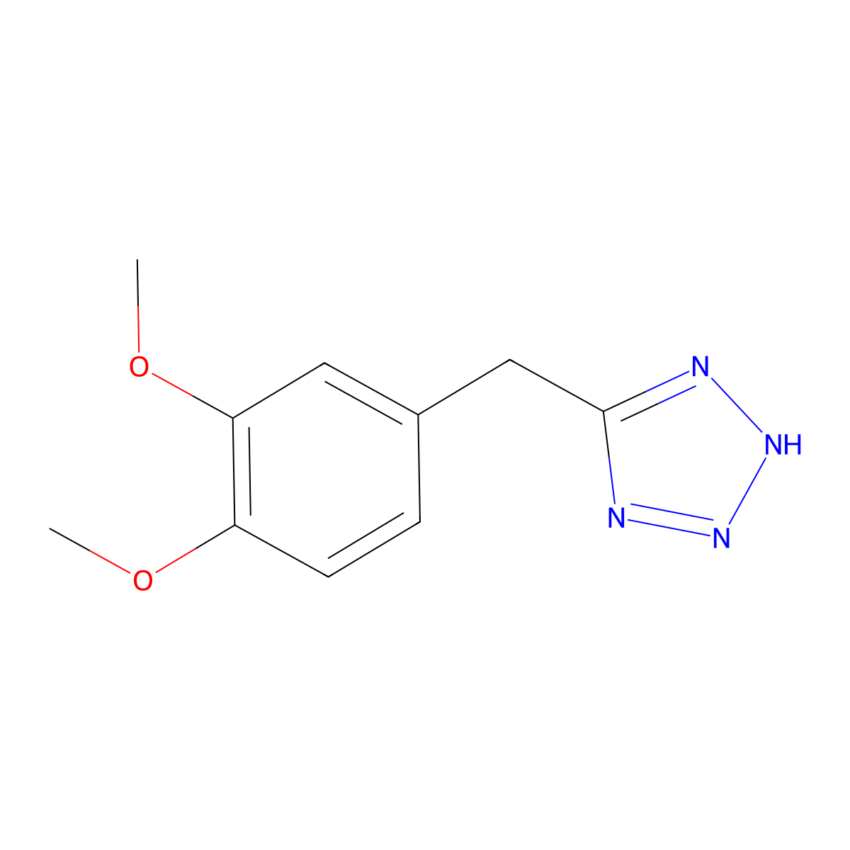 5-(3,4-dimethoxybenzyl)-2H-tetrazole molecular structure, CAS 300390-91-4