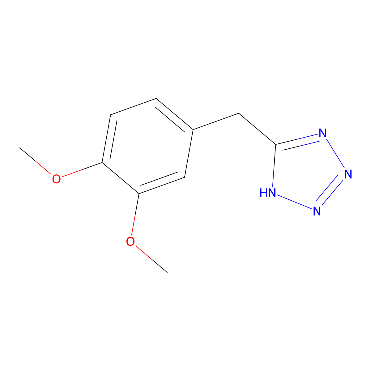 5-(3,4-dimethoxybenzyl)-2H-tetrazole molecular structure, CAS 300390-91-4