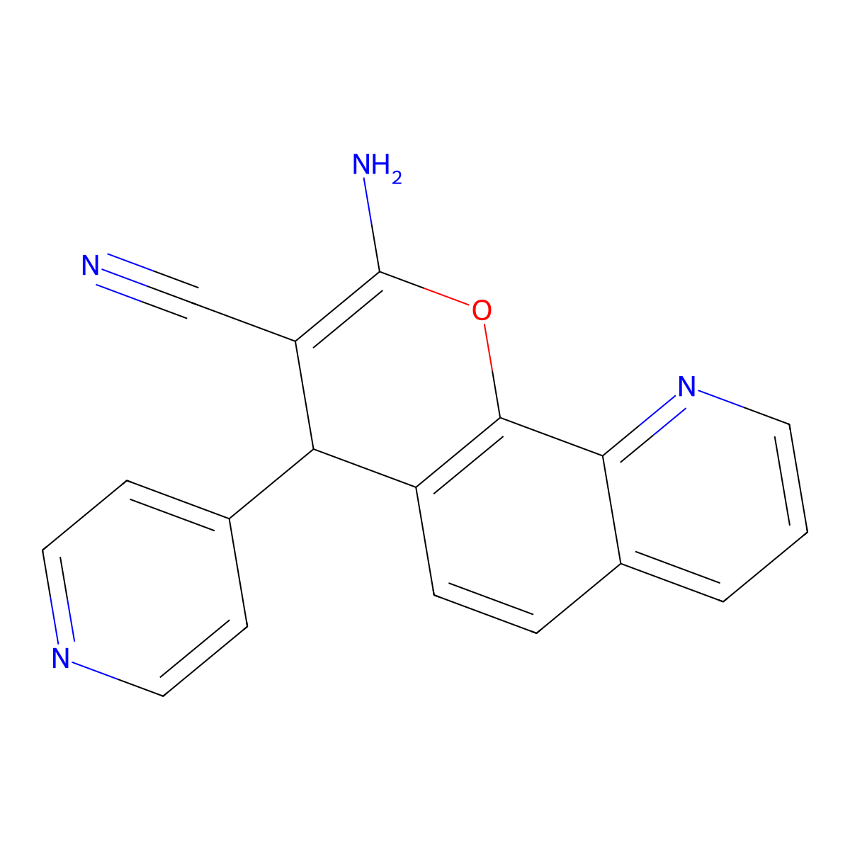2-amino-4-(pyridin-4-yl)-4H-pyrano[3,2-h]quinoline-3-carbonitrile molecular structure, CAS 300391-06-4