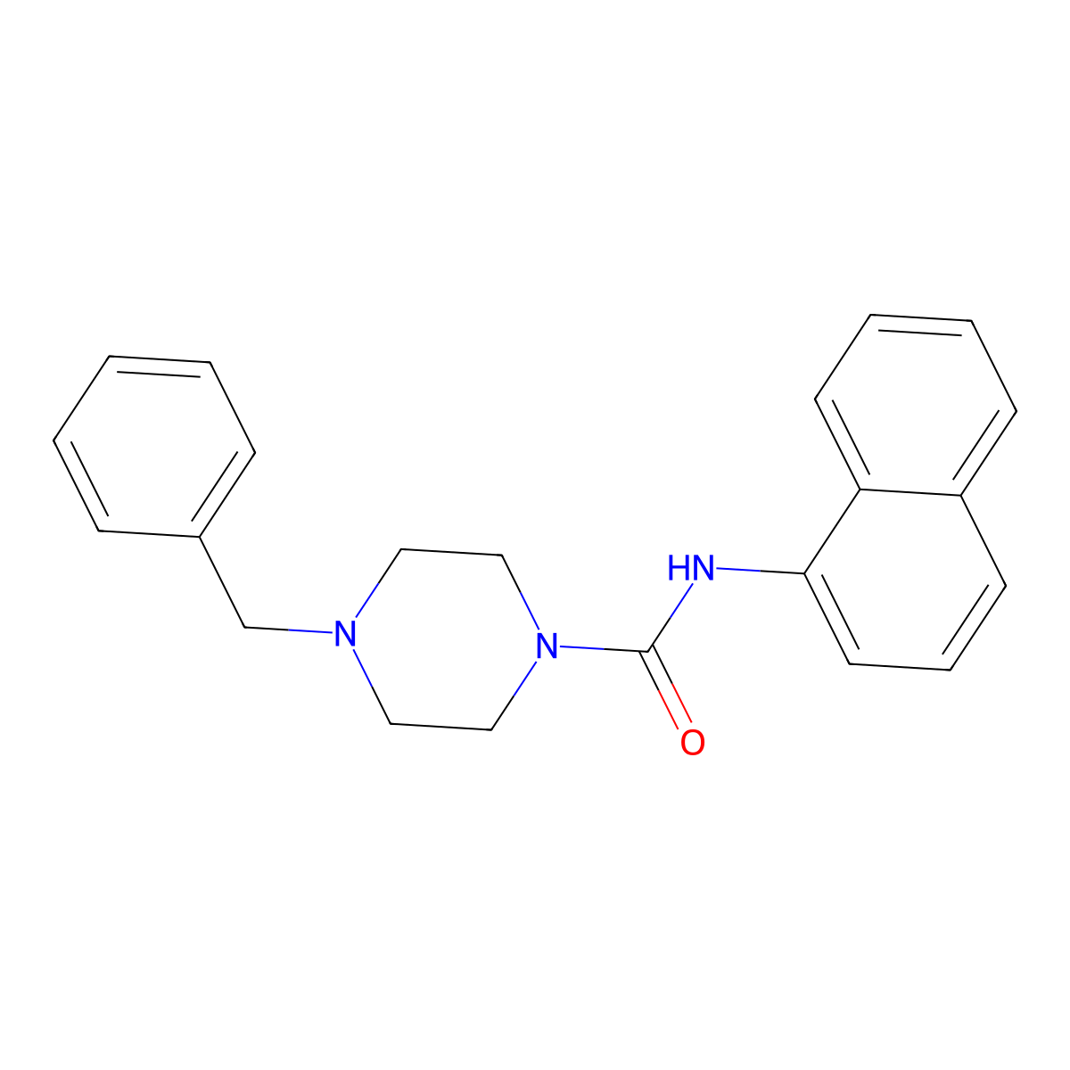 4-Benzyl-N-(1-naphthyl)-1-piperazinecarboxamide molecular structure, CAS 300391-14-4
