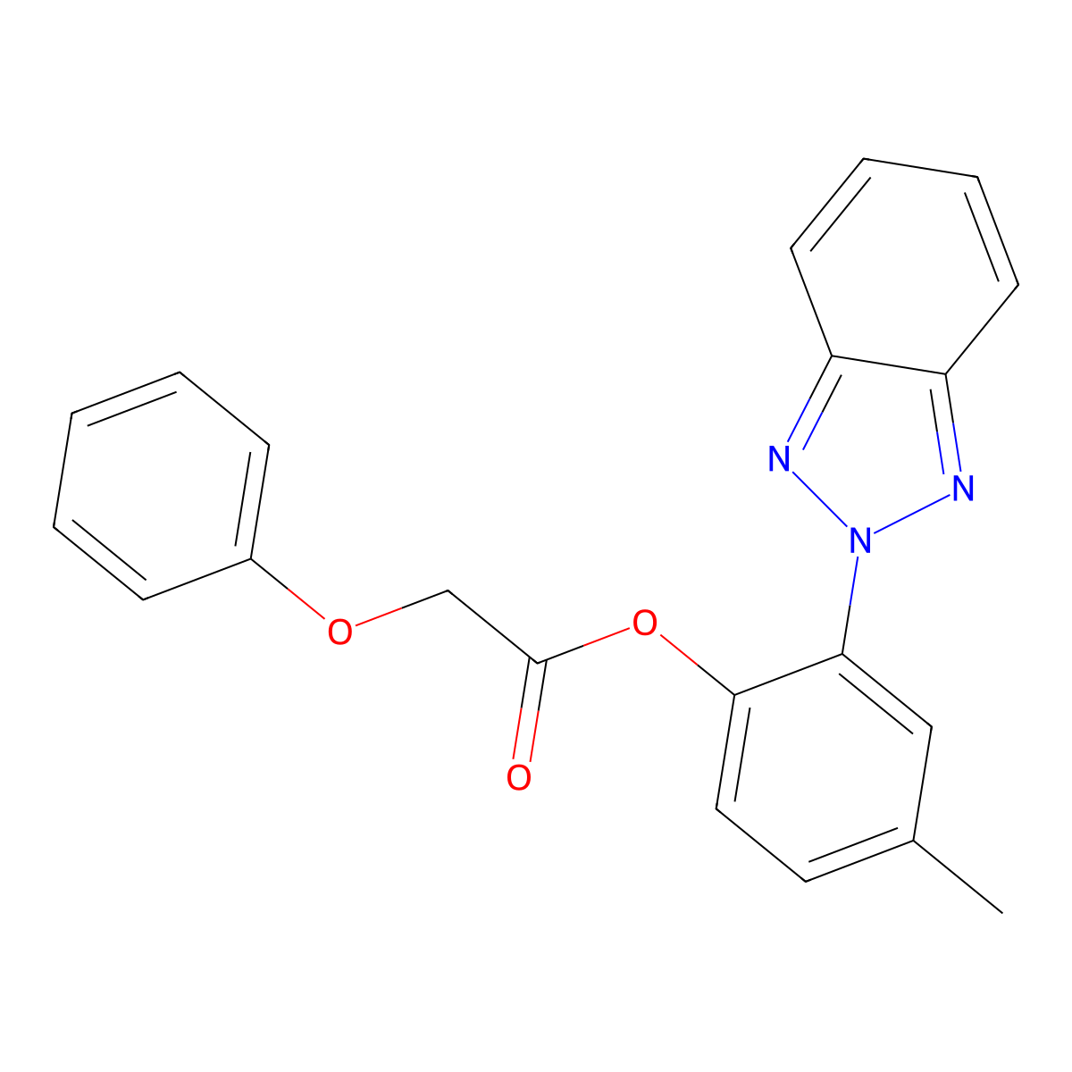 2-(2H-1,2,3-benzotriazol-2-yl)-4-methylphenyl phenoxyacetate molecular structure, CAS 300393-79-7