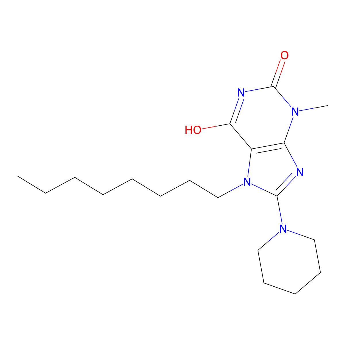 3-Methyl-7-octyl-8-piperidin-1-ylpurine-2,6-dione molecular structure, CAS 300394-35-8