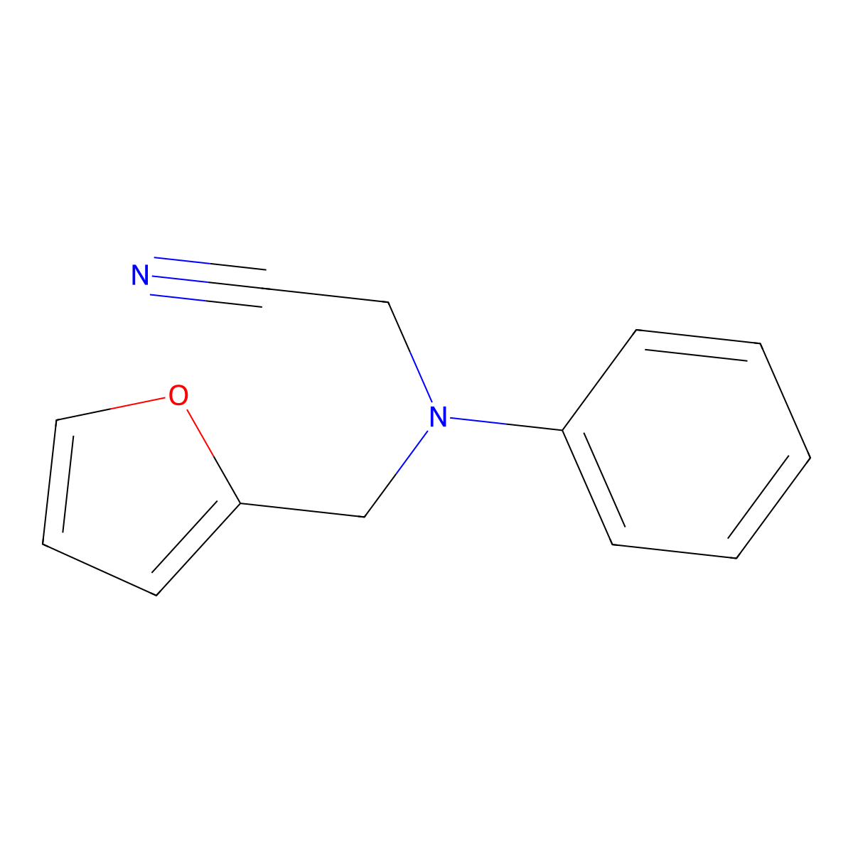 2-[(Furan-2-ylmethyl)(phenyl)amino]acetonitrile molecular structure, CAS 300395-67-9