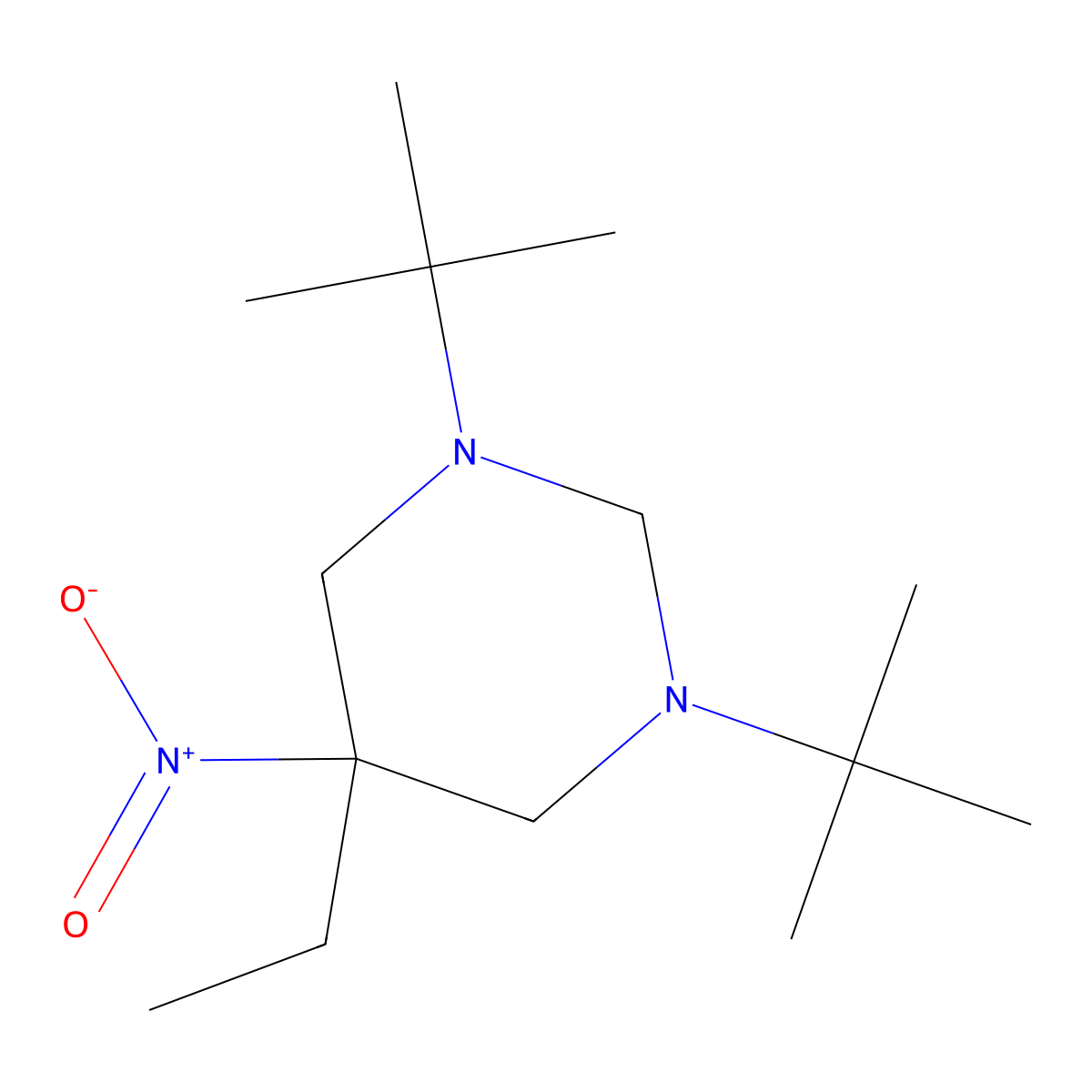 1,3-Di-tert-butyl-5-ethyl-5-nitro-1,3-diazinane molecular structure, CAS 300396-33-2
