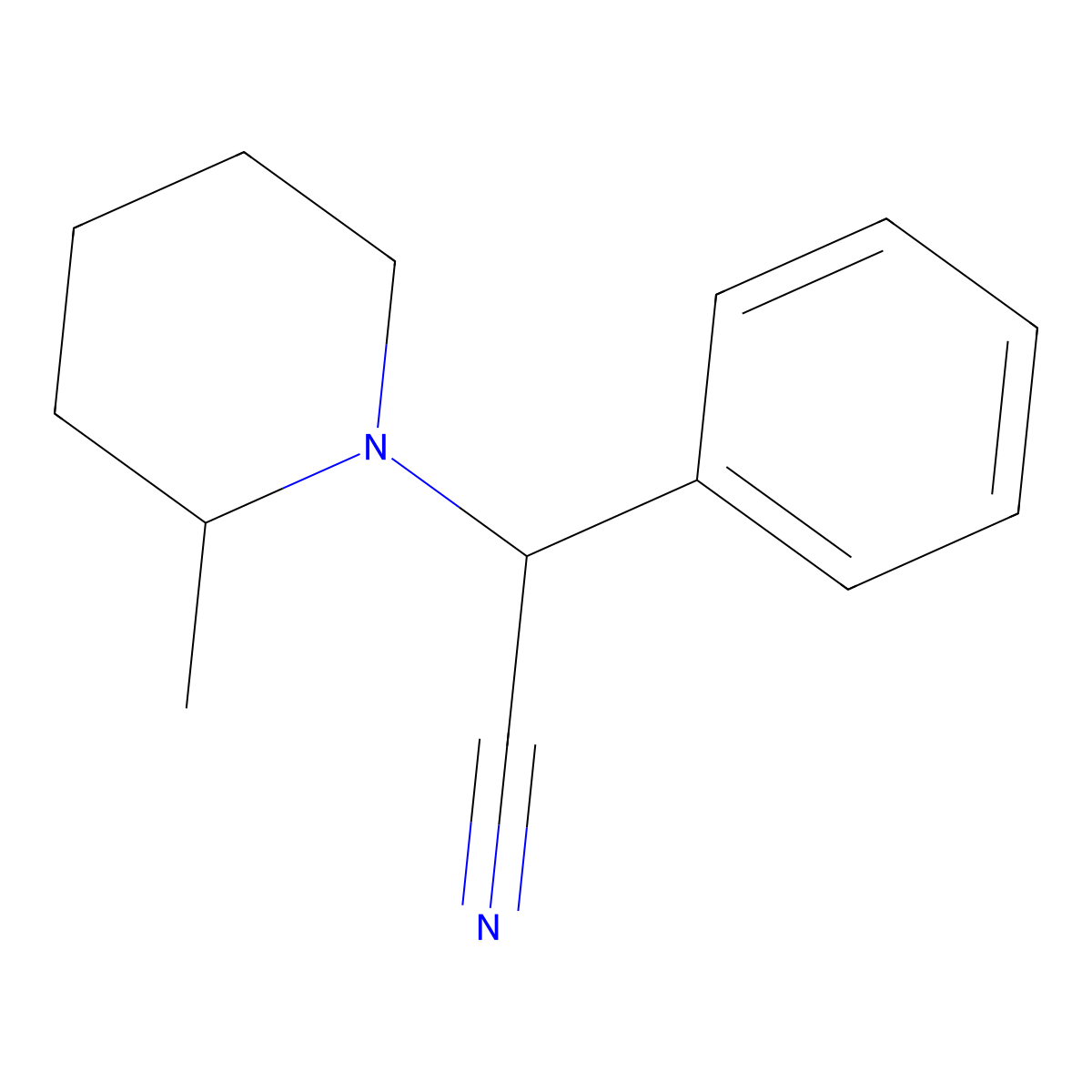 2-(2-Methylpiperidin-1-yl)-2-phenylacetonitrile molecular structure, CAS 300396-36-5