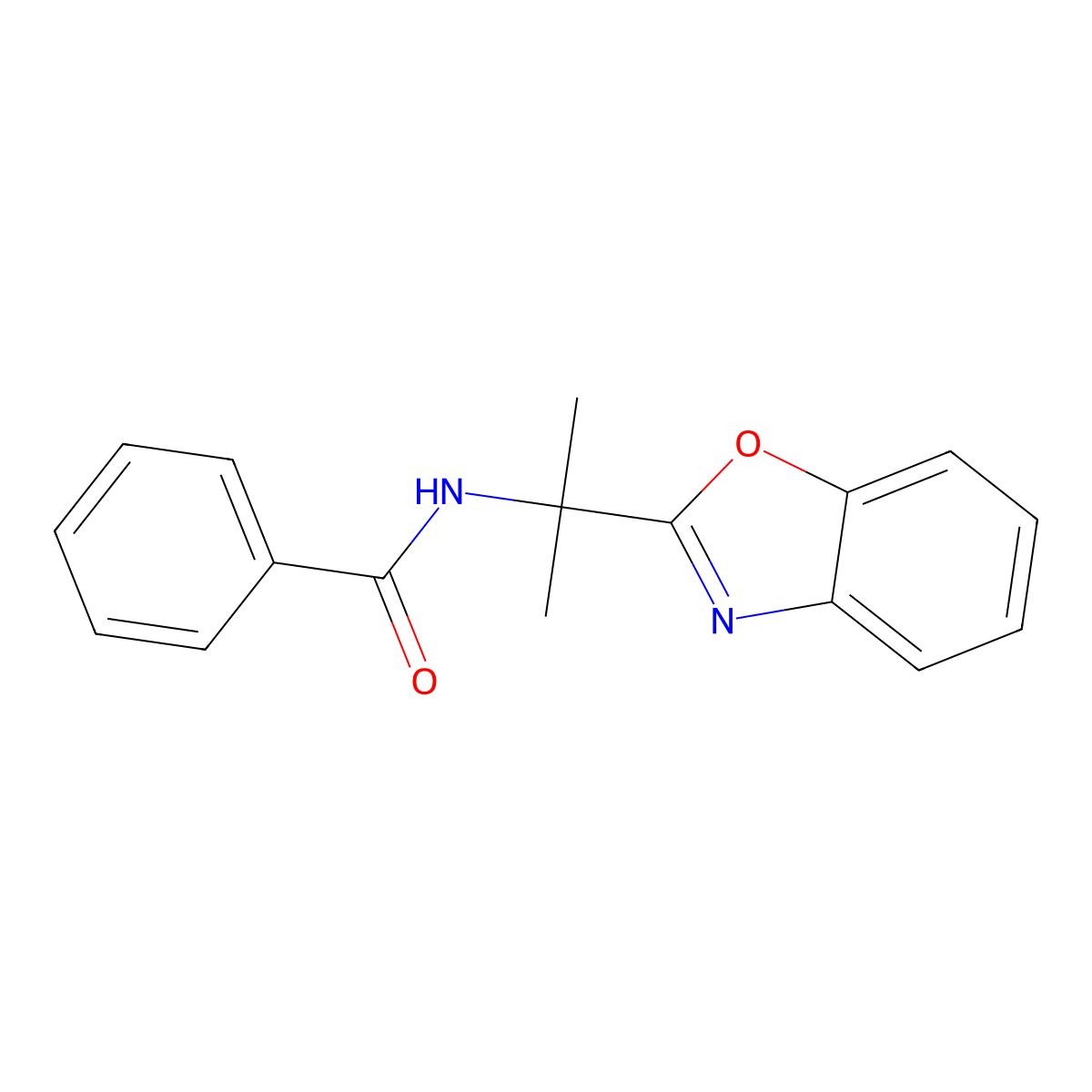 N-[2-(1,3-benzoxazol-2-yl)propan-2-yl]benzamide molecular structure, CAS 300397-23-3