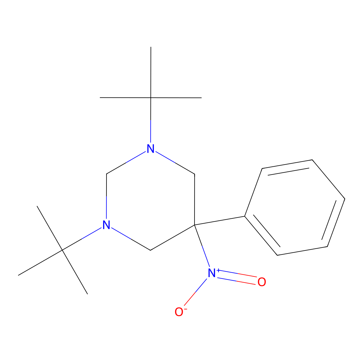 1,3-Di-tert-butyl-5-nitro-5-phenyl-1,3-diazinane molecular structure, CAS 300397-67-5