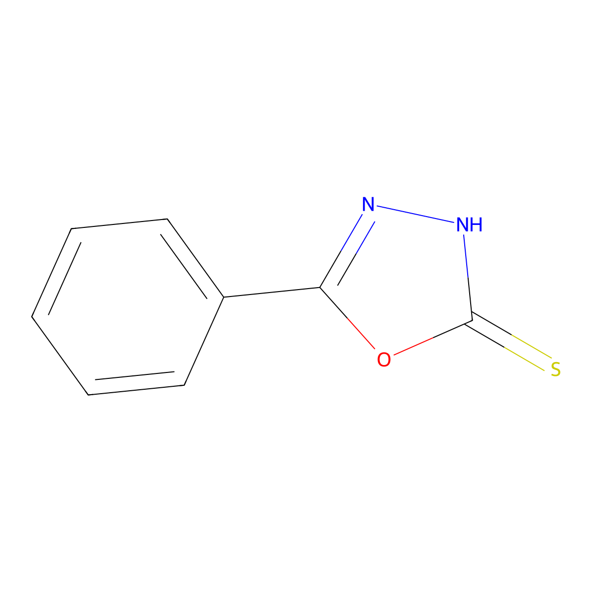 5-Phenyl-1,3,4-oxadiazole-2-thiol molecular structure, CAS 3004-42-0