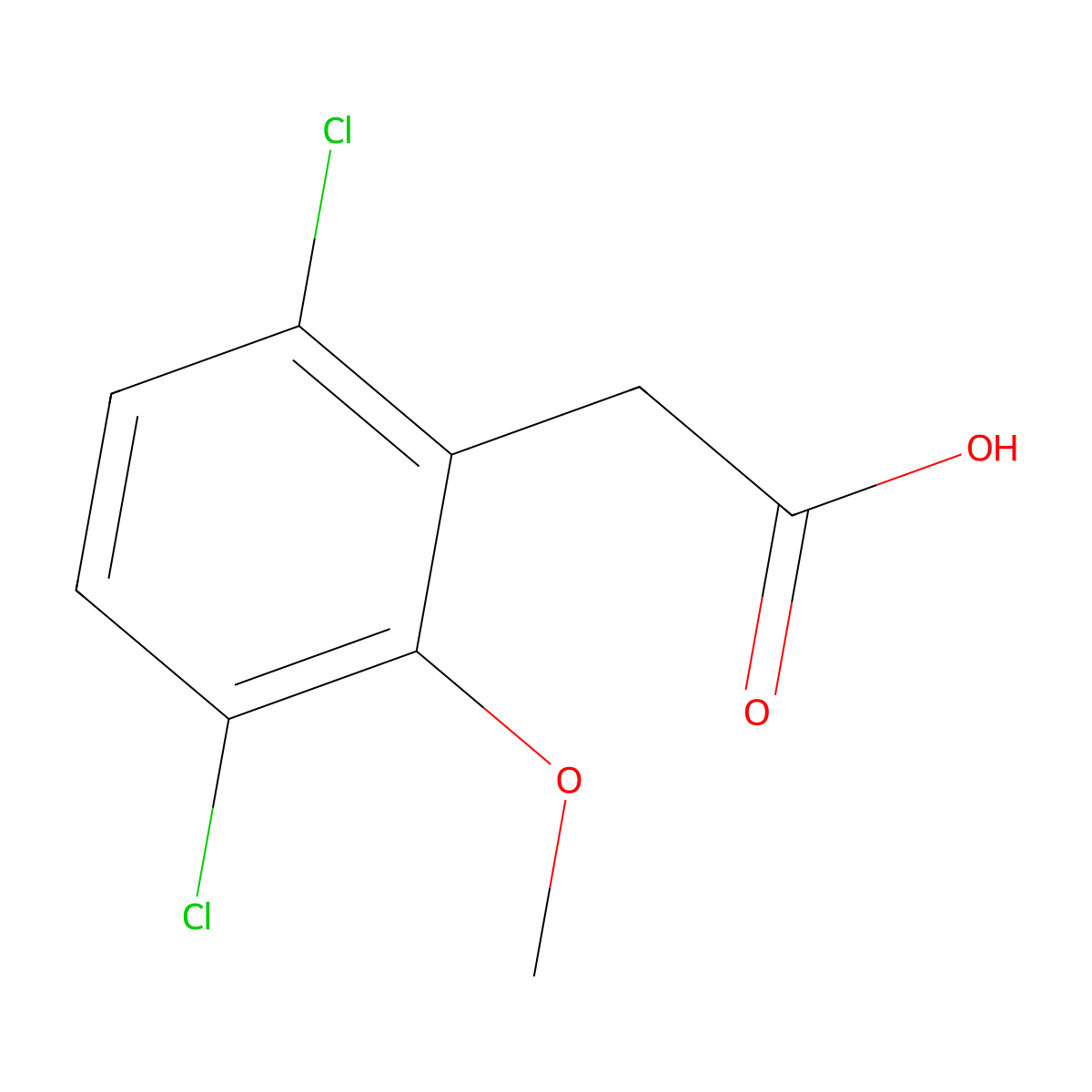 Benzeneacetic acid, 3,6-dichloro-2-methoxy- molecular structure, CAS 3004-74-8