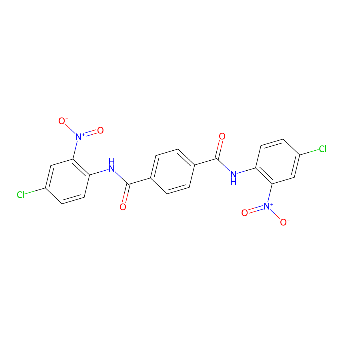 1-N,4-N-bis(4-chloro-2-nitrophenyl)benzene-1,4-dicarboxamide molecular structure, CAS 300404-55-1