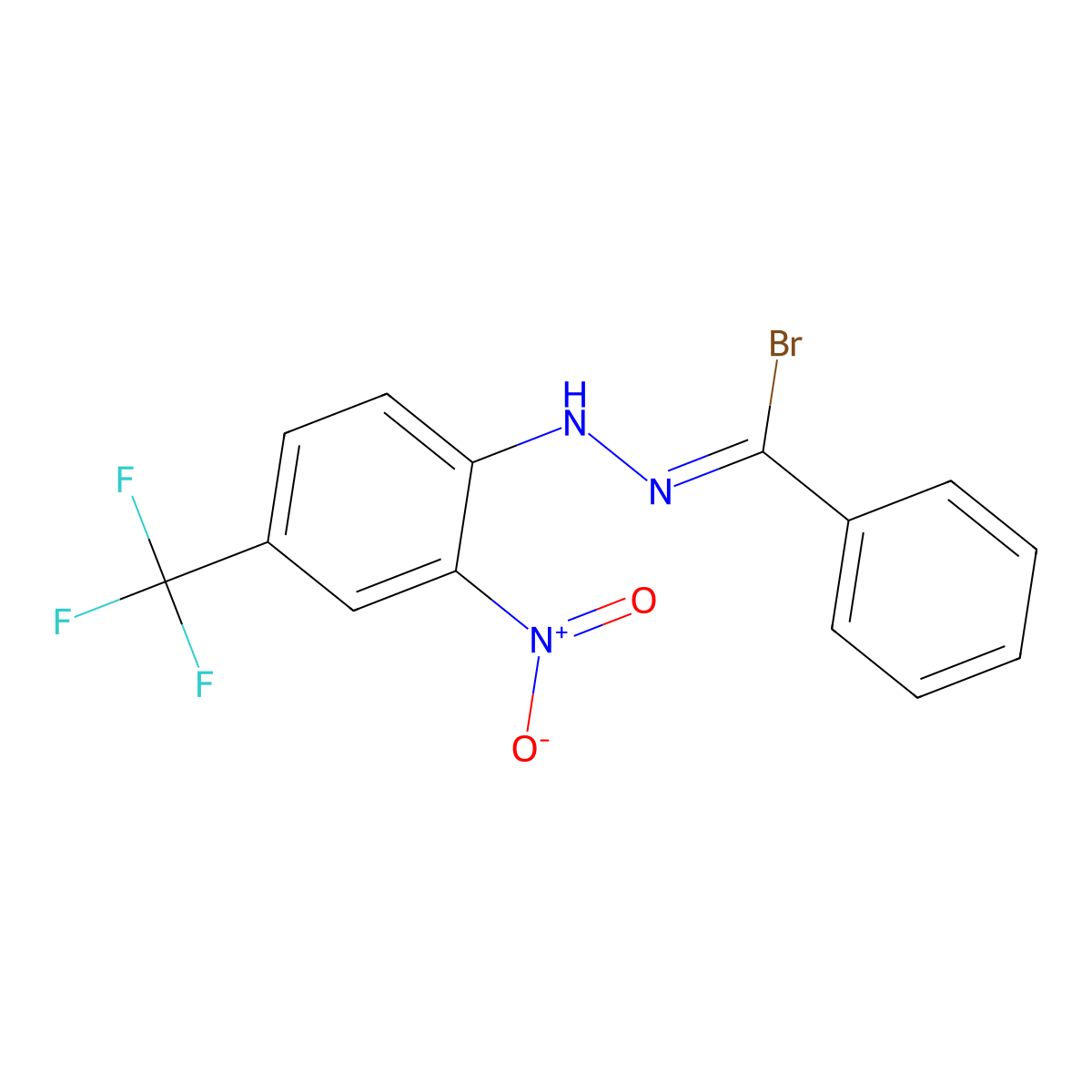 Benzenecarbohydrazonoylbromide, N-[2-nitro-4-(trifluoromethyl)phenyl]- molecular structure, CAS 300405-13-4