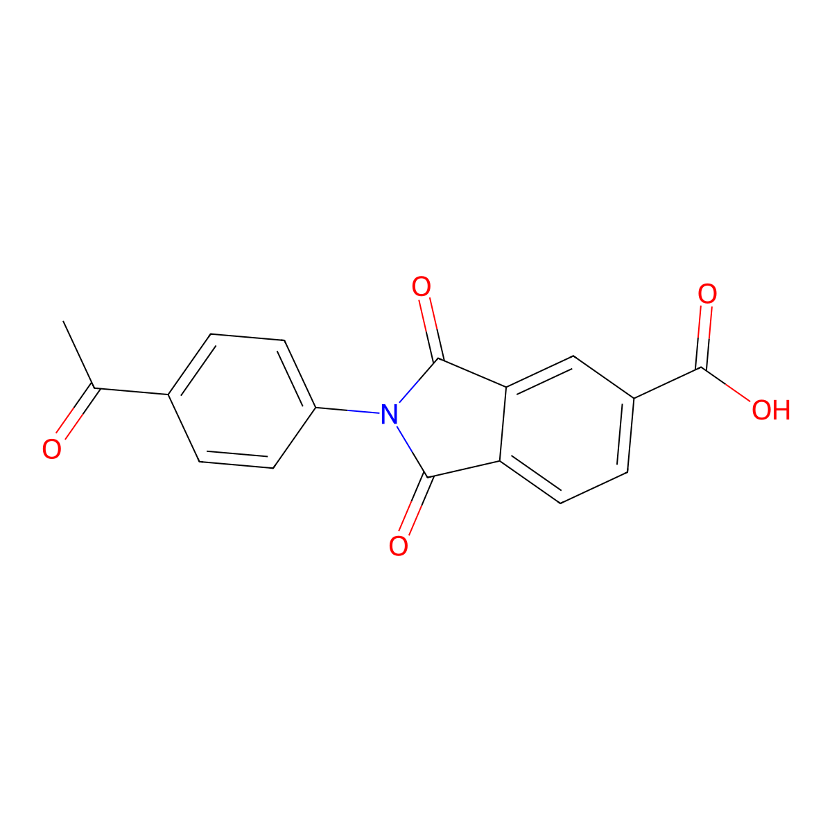 2-(4-Acetylphenyl)-1,3-dioxoisoindoline-5-carboxylic acid molecular structure, CAS 300405-47-4