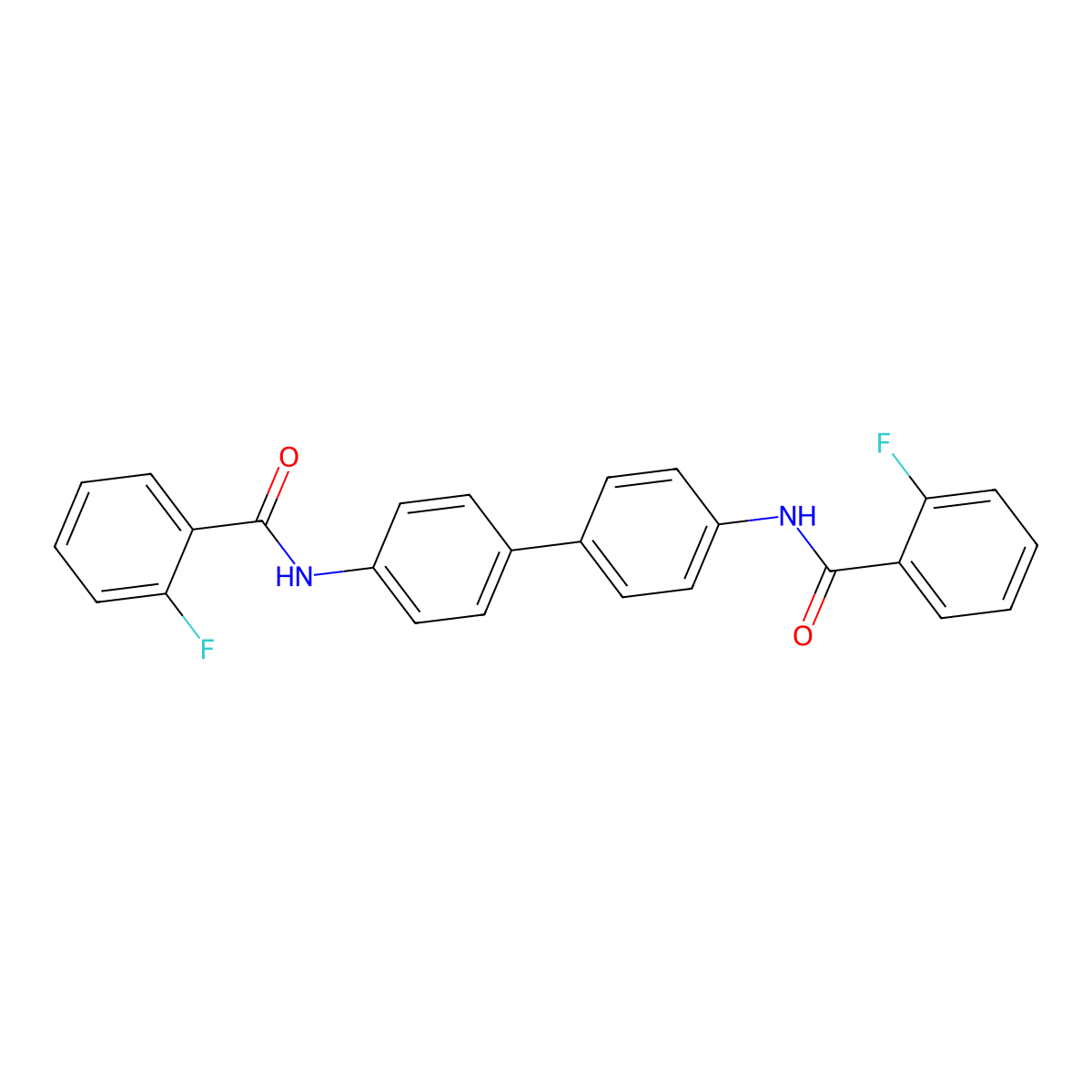2-fluoro-N-[4-[4-[(2-fluorobenzoyl)amino]phenyl]phenyl]benzamide molecular structure, CAS 300405-73-6