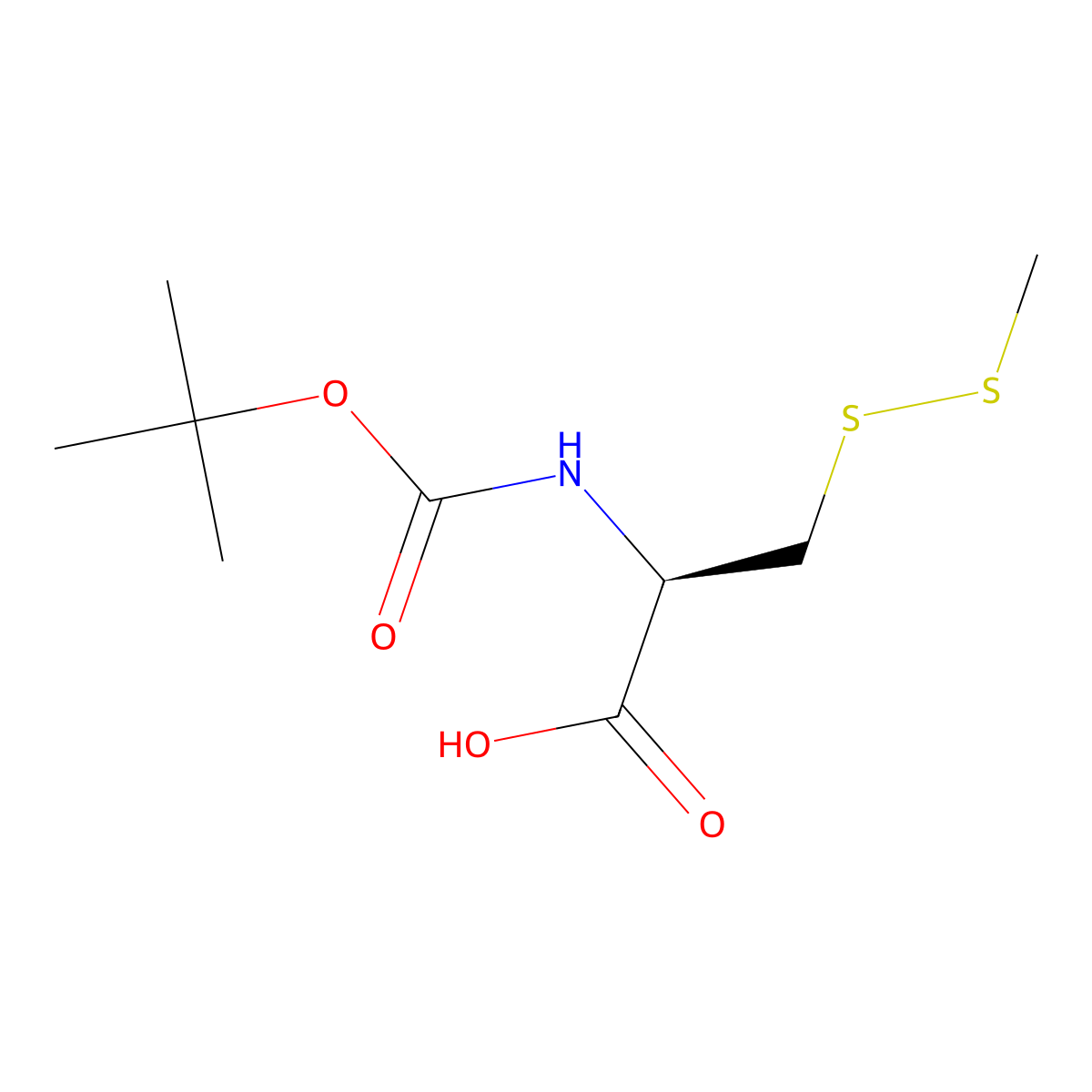 (R)-2-((tert-butoxycarbonyl)amino)-3-(methyldisulfanyl)propanoic acid molecular structure, CAS 30044-54-3