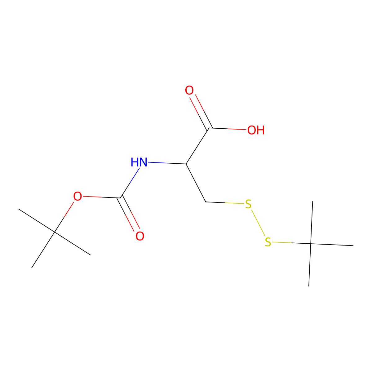 N-((1,1-dimethylethoxy)carbonyl)-3-((1,1-dimethylethyl)dithio)-L-alanine molecular structure, CAS 30044-61-2