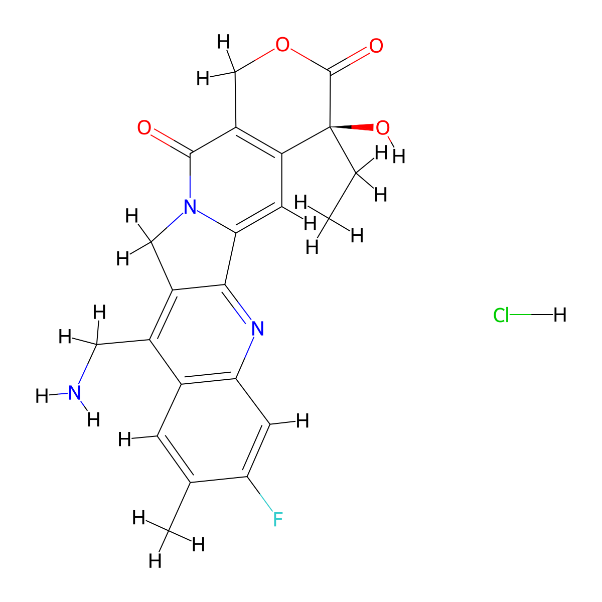 7-Aminomethyl-10-methyl-11-fluoro camptothecin hydrochloride molecular structure, CAS 3004681-52-8