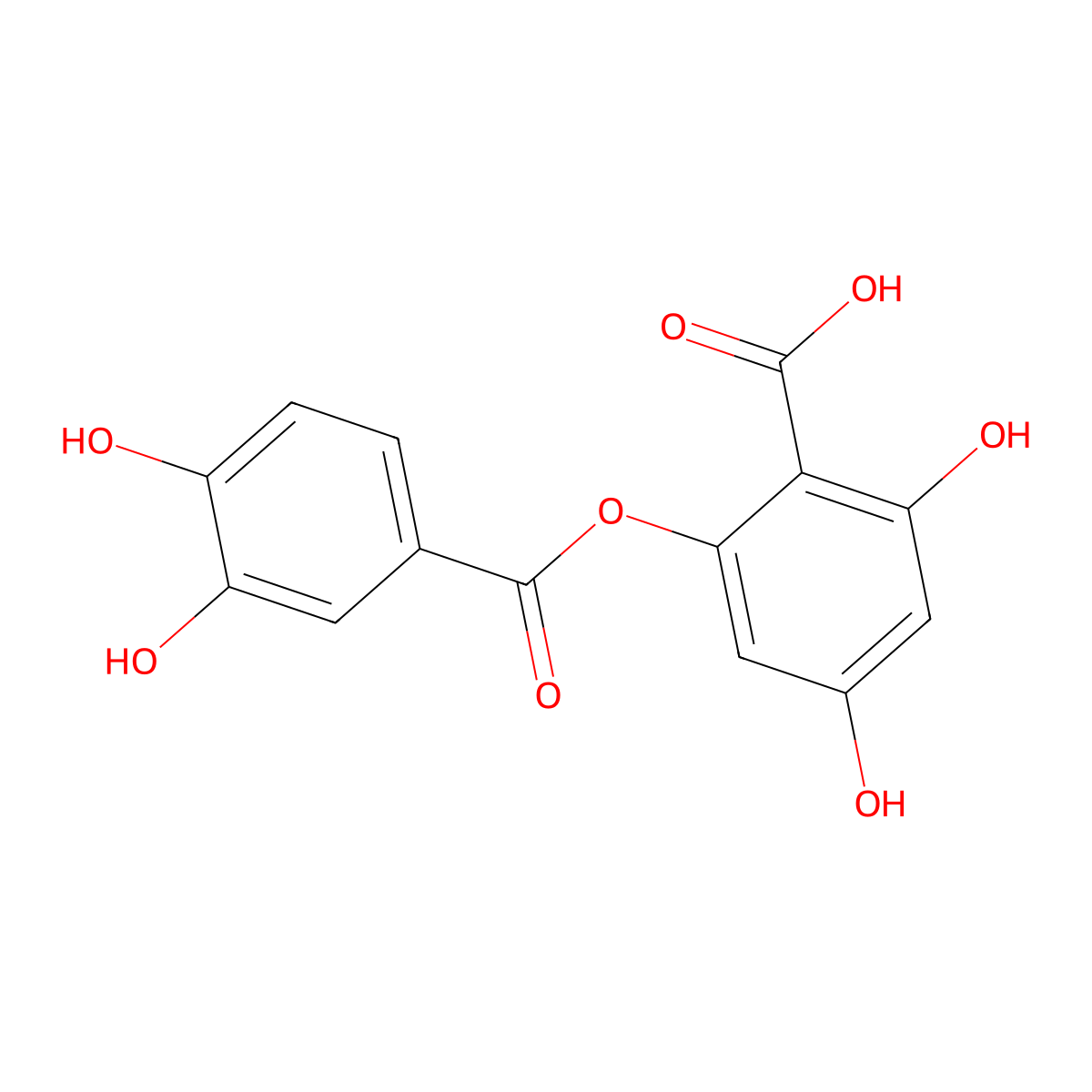 2-(3,4-Dihydroxybenzoyloxy)-4,6-dihydroxybenzoic acid molecular structure, CAS 30048-34-1
