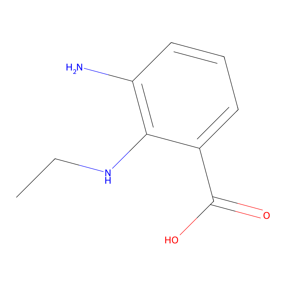 3-Amino-2-(ethylamino)benzoic acid molecular structure, CAS 3005-14-9