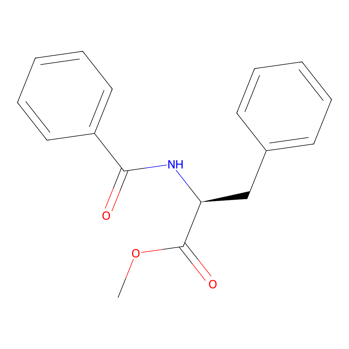 L-Phenylalanine, N-benzoyl-, methyl ester molecular structure, CAS 3005-61-6