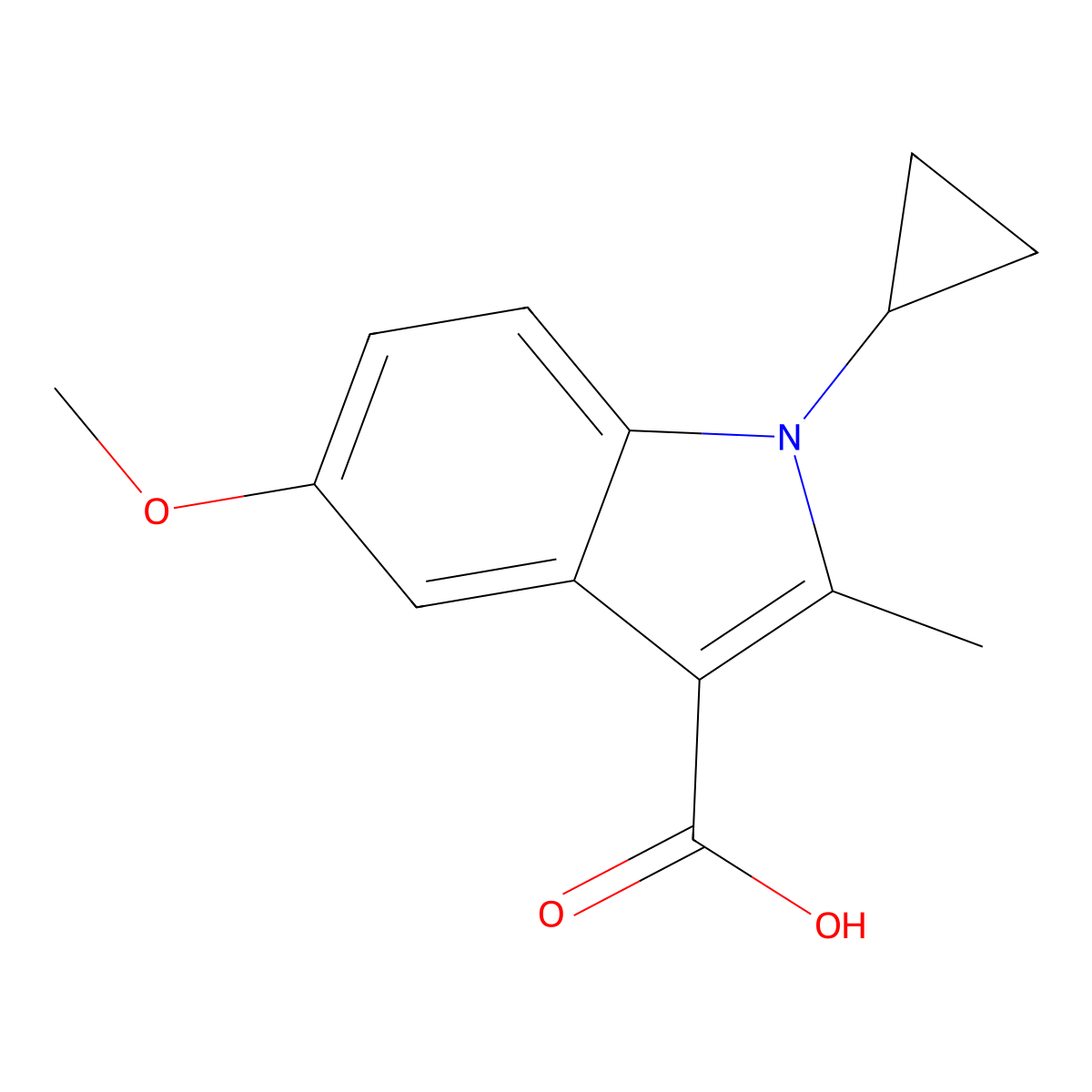 1-cyclopropyl-5-methoxy-2-methyl-1H-indole-3-carboxylic acid molecular structure, CAS 300541-60-0