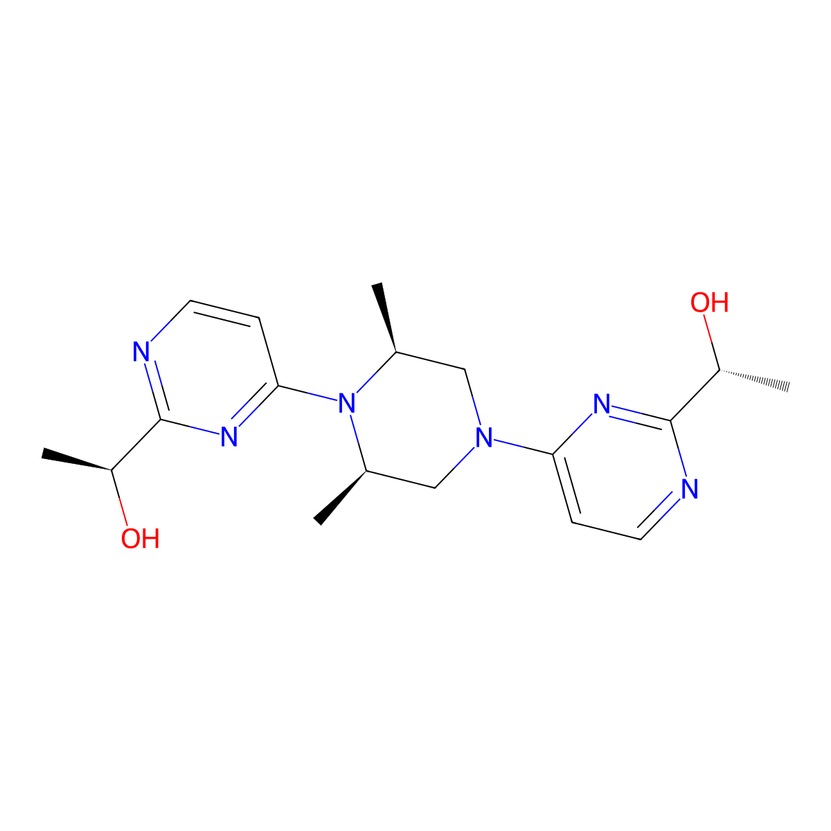 (R)-1-(4-{(3S,5R)-4-[2-((S)-1-Hydroxy-ethyl)-pyrimidin-4-yl]-3,5-dimethyl-piperazin-1-yl}-pyrimidin-2-yl)-ethanol molecular structure, CAS 300552-09-4