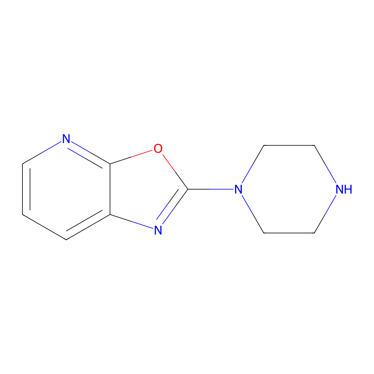 2-Piperazin-1-yl[1,3]oxazolo[5,4-b]pyridine molecular structure, CAS 300552-26-5